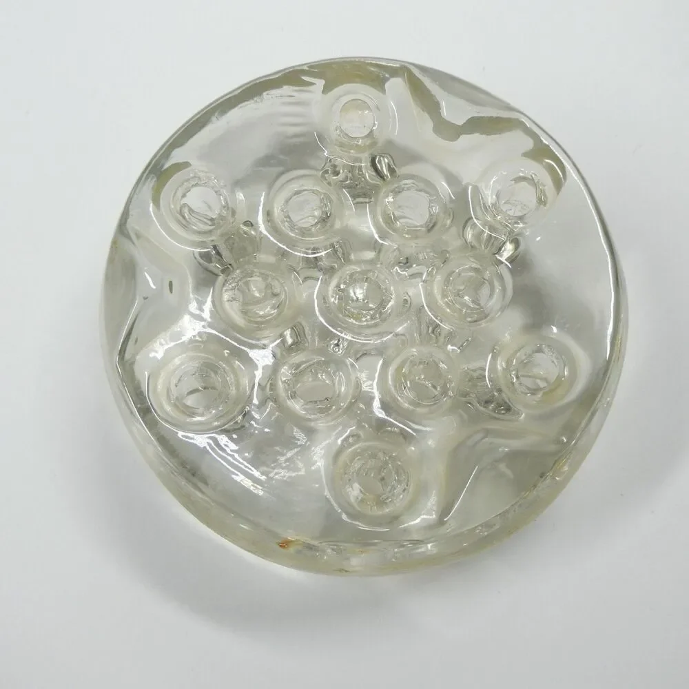Clear Glass Flower Frog Vintage Round 13 Hole Floral Arranging 4.5